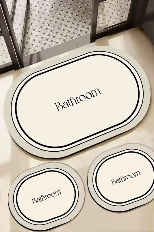 Farbelle 3’lü Kaymaz Tabanlı Bej Banyo Paspas Seti