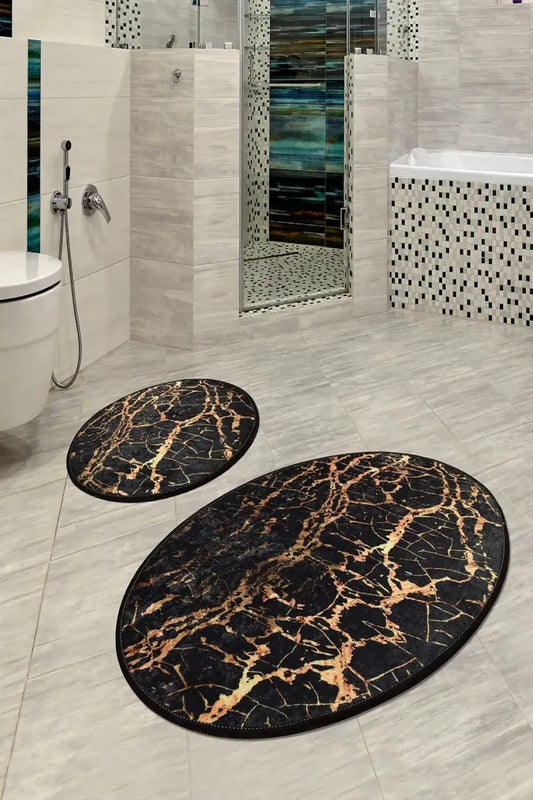 Goldes 2li Kaymaz Tabanli Banyo Halisi Paspas ve Klozet Takimi