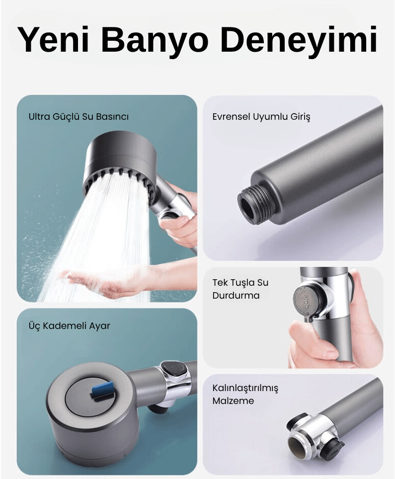 Filtreli Nemlendirici Duş Başlığı