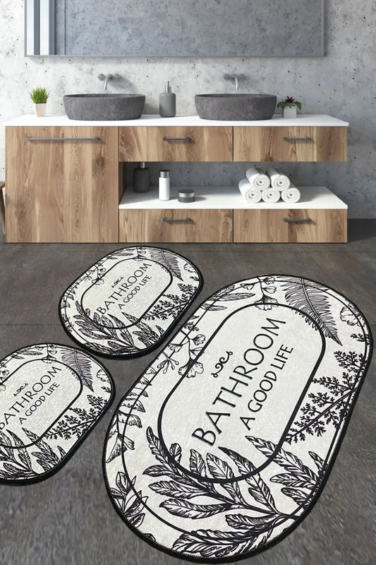 Buena 3’lü Set Kaymaz Tabanlı Banyo Halısı