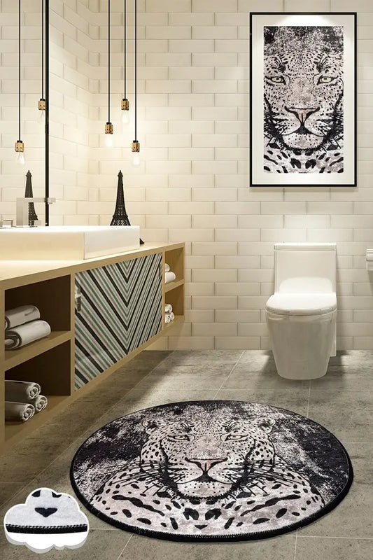Tiger Desenli Kaymaz Banyo Paspası – 100×100 cm